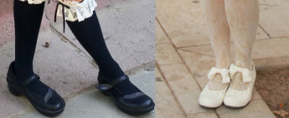 Left: my black shoes (Teve Naot). Right: my white shoes (bodyLine).